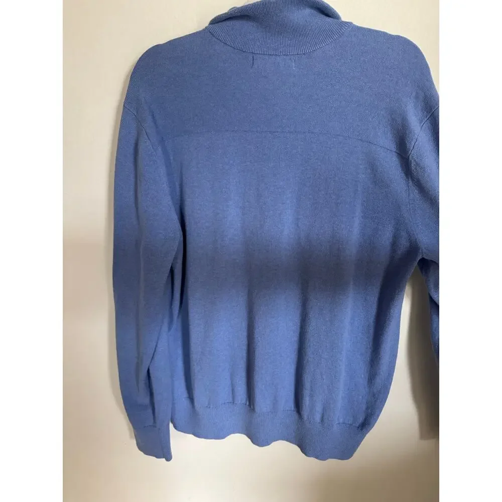 Banana Republic Cotton Cashmere Quarter‎ Button Up Men's Heavy Knit Size XL Blue